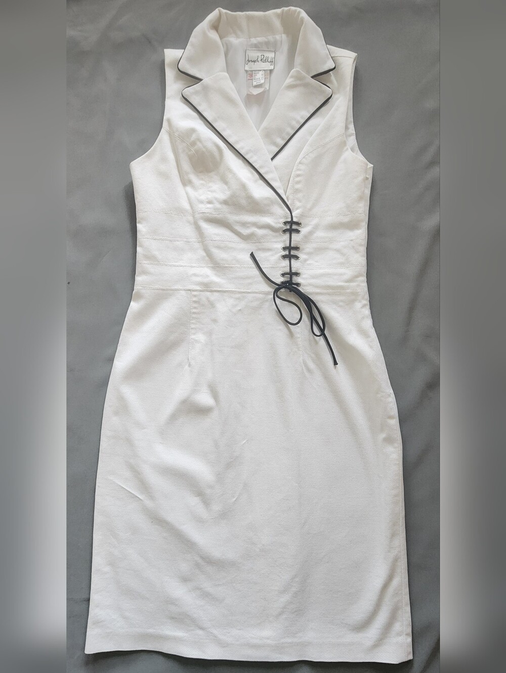 Joseph Ribkoff White Tailored Corset-Laced Sheath Dress - Size 10